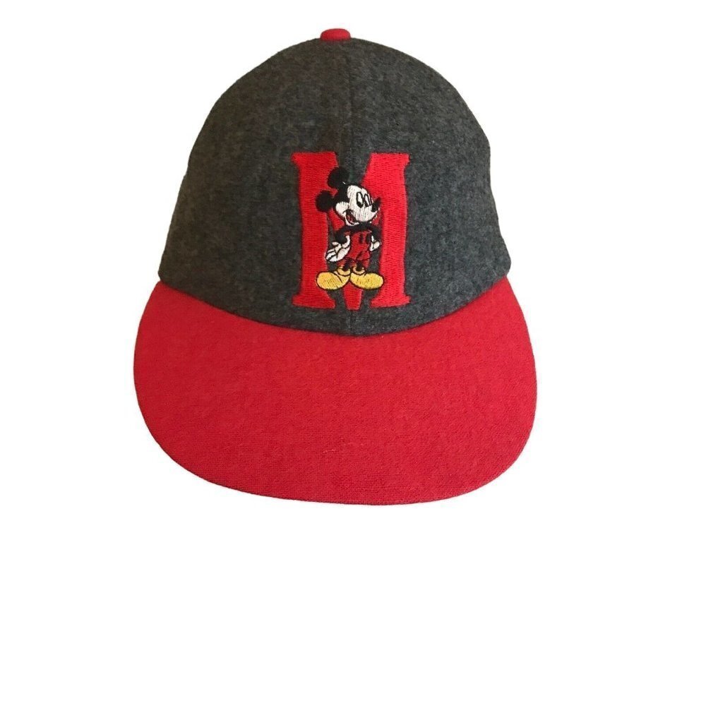 Mickey‎ Mouse Embroidered Gray Red Hat Cap Adjustable Youth Fit Disney Unlimited